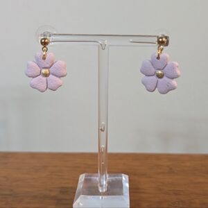 Purple Clay Flower Dangles